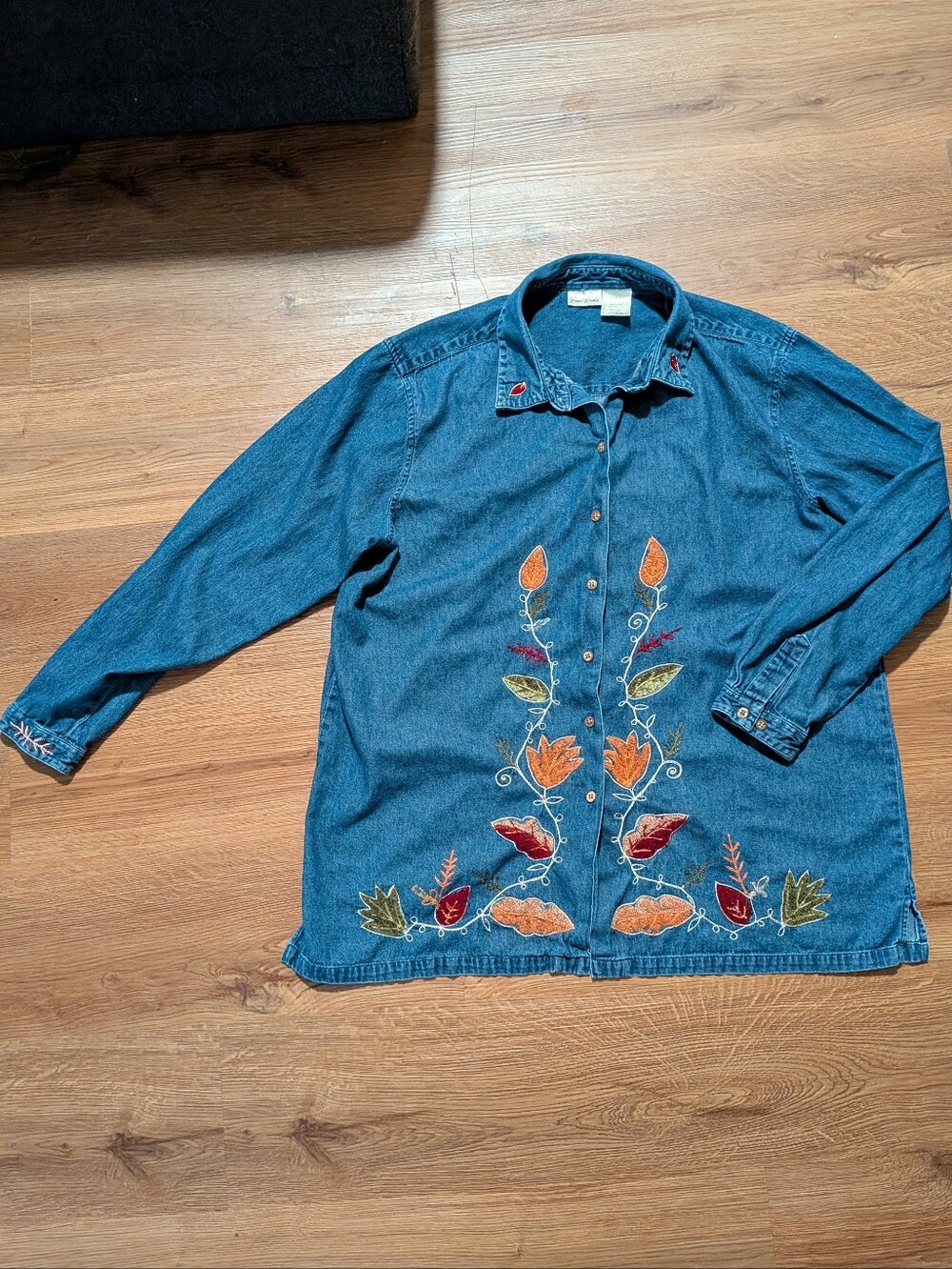 Vintage Bobbie Brooks Fall Autumn Button Up Denim Shirt XL